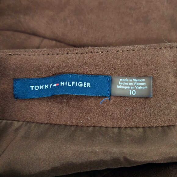 TOMMY HILFIGER Skirt Faux Suede CHOCOLATE BROWN size 10 Twee Preppy Academia - Picture 6 of 7
